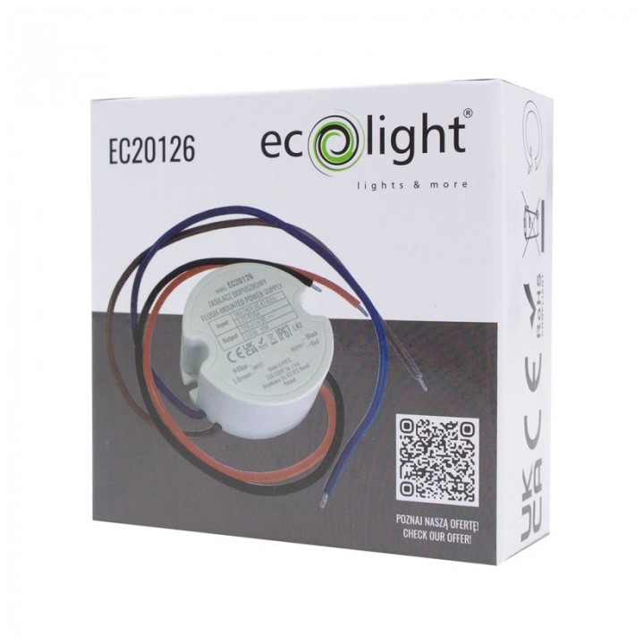 Zasilacz do puszk fi60 0,83A 10W 12V IP67 50x50x22