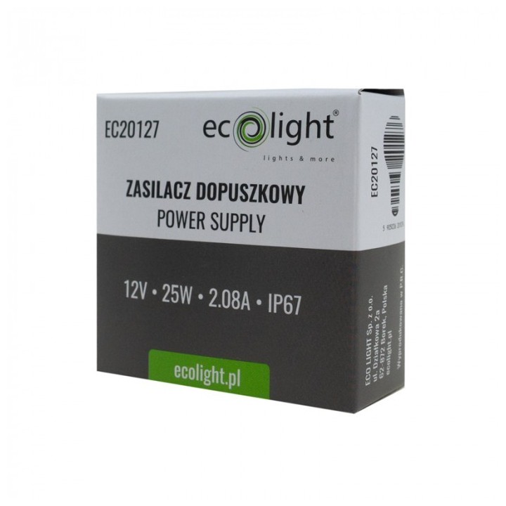 Zasilacz do puszk fi60 2,08A 25W 12V IP67 50x50x22