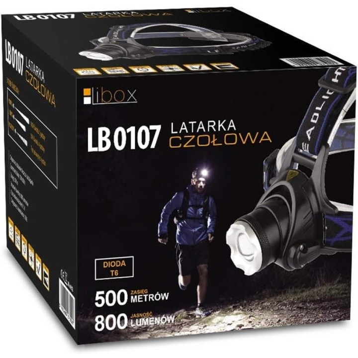 Latarka akumulatorowa czołowa T6 LB0107 LIBOX