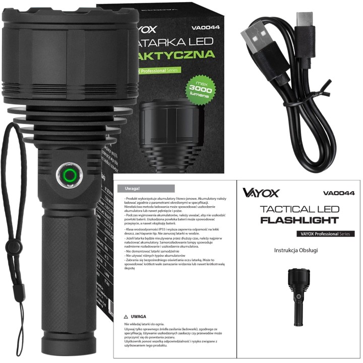 Latarka taktyczna Professional XHP9090 3000lm short Pro Series VA0044 Vayox