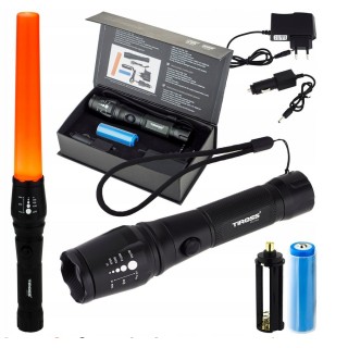 Ładowalna latarka Tiross TS-1154 z nakładką sygnalizacyjną