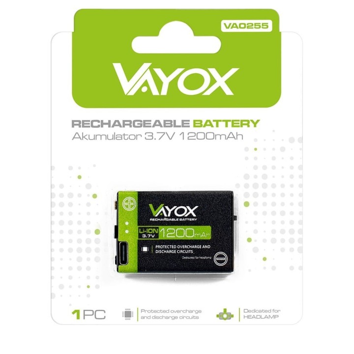 Akumulator 3.7V 1200mAh do latarek czołowych VA0255 Vayox