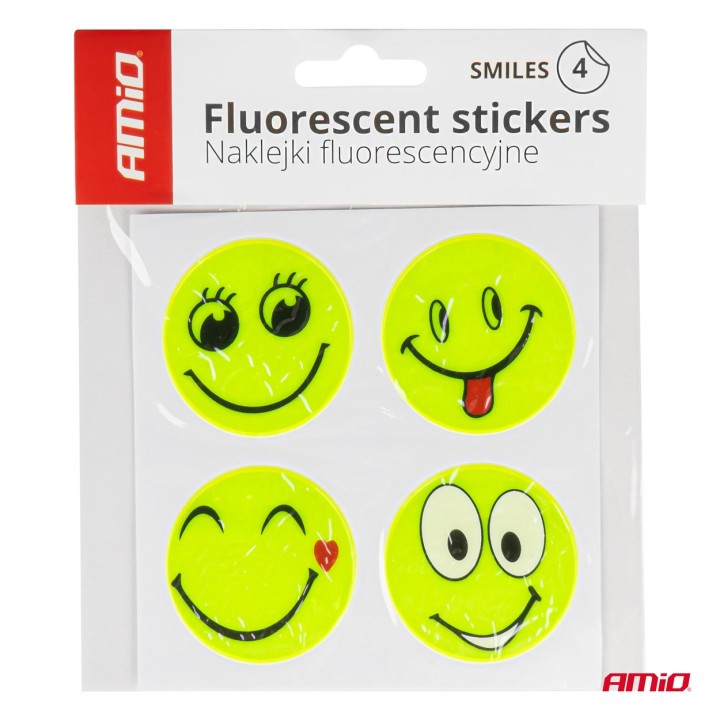 Naklejki fluorescencyjne odblaskowe ostrzegawcze dla dzieci buźki AMIO-03941