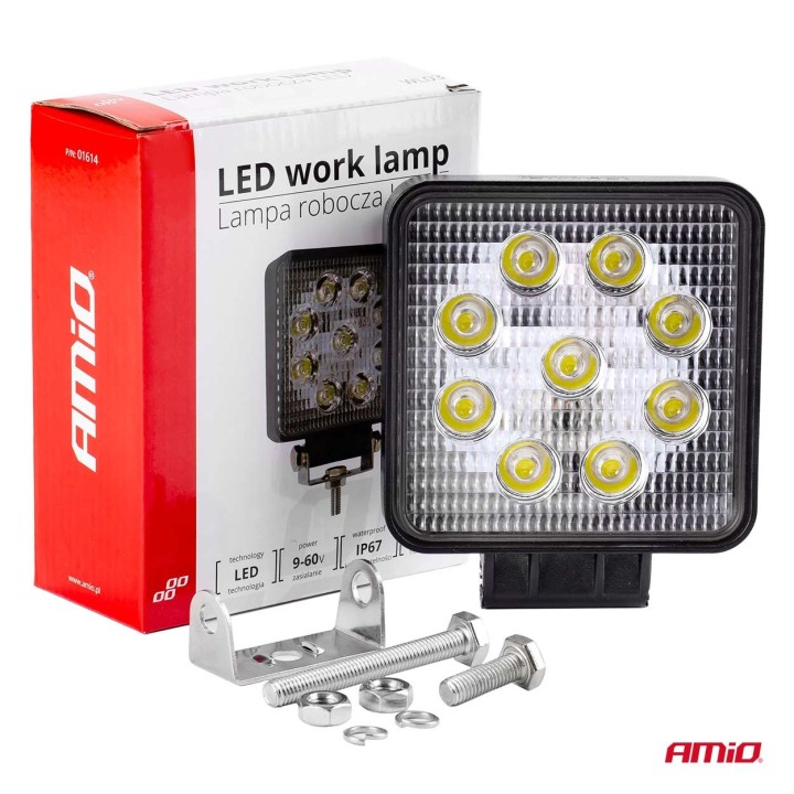Lampa robocza LED szperacz AWL03 9 LED 12V 24V AMIO-01614