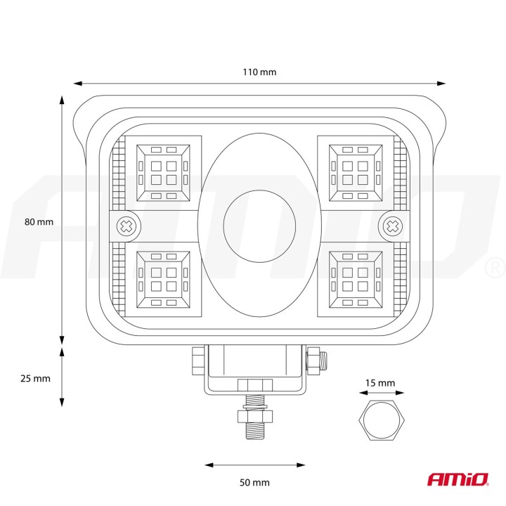 Lampa robocza LED szperacz AWL32 17LED 12V 24V AMIO-02659