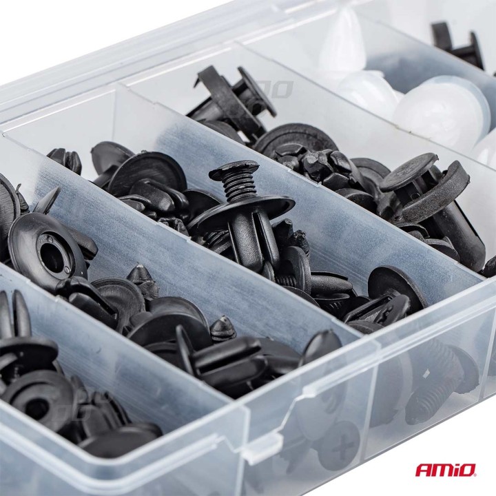 Spinki klipsy kołki samochodowe zestaw 100szt AMIO-02830