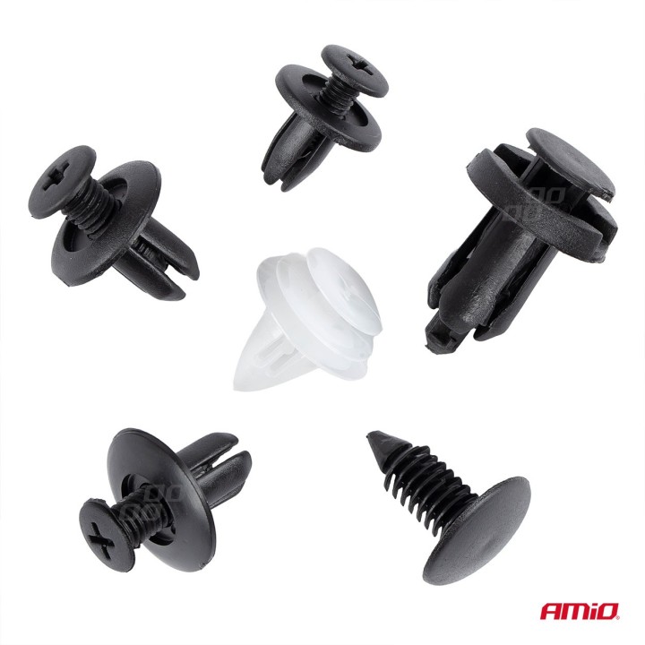 Spinki klipsy kołki samochodowe zestaw 100szt AMIO-02830