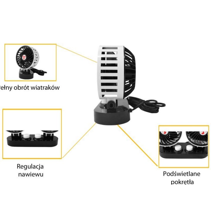 Wentylator samochodowy LTC podwójny 2x5" 12V z regulacją.