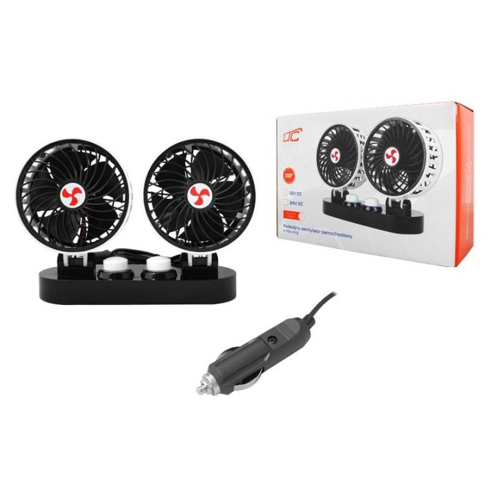 Wentylator samochodowy LTC podwójny 2x5" 12V z regulacją.
