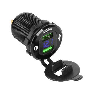 Ładowarka samochodowa USB z Quick Charge i miernikiem napięcia