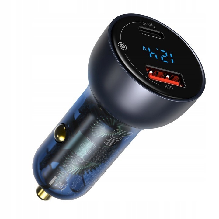 Baseus CCKX-C0G 65W szybka ładowarka samochodowa z gniazdem USB QC3.0 oraz USB-C PD 3.0 PPS
