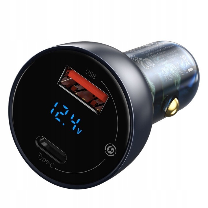 Baseus CCKX-C0G 65W szybka ładowarka samochodowa z gniazdem USB QC3.0 oraz USB-C PD 3.0 PPS
