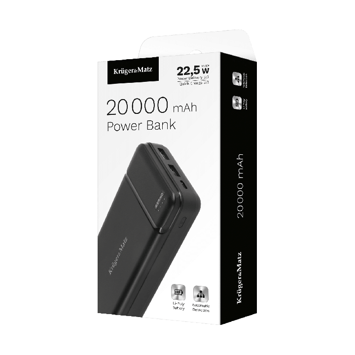 PowerBank Kruger&Matz 20000 mAh Li-pol z funkcją QC oraz PD