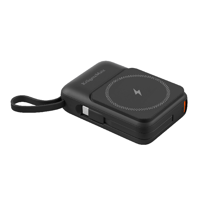 POWERBANK indukcyjny Kruger&Matz 10000 mAh magnetyczny z kablem czarny