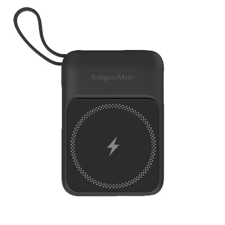 POWERBANK indukcyjny Kruger&Matz 10000 mAh magnetyczny z kablem czarny