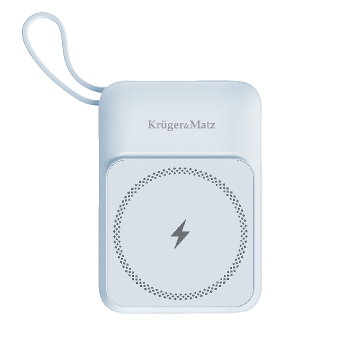 POWERBANK indukcyjny Kruger&Matz 10000 mAh magnetyczny z kablem niebieski