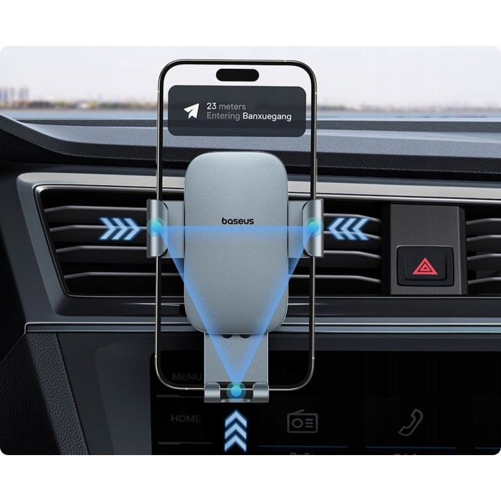 Baseus uchwyt samochodowy Metal Age 3 Gravity Car Mount (Air Vent Version) Space szary