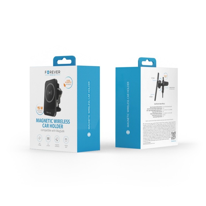 Forever uchwyt samochodowy do kratki MACH-100 magnetyczny z ładowaniem bezprzewodowym czarny 15W