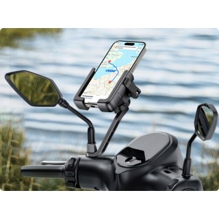 Baseus uchwyt rowerowy GoTrip Series Bike Phone Mount Rearview Mirror Version Cluster czarny