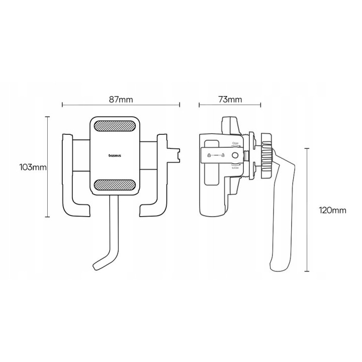 Baseus uchwyt rowerowy GoTrip Series Bike Phone Mount Rearview Mirror Version Cluster czarny