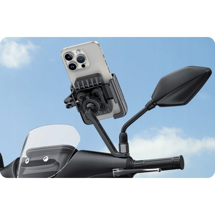 Baseus uchwyt rowerowy GoTrip Series Bike Phone Mount Rearview Mirror Version Cluster czarny