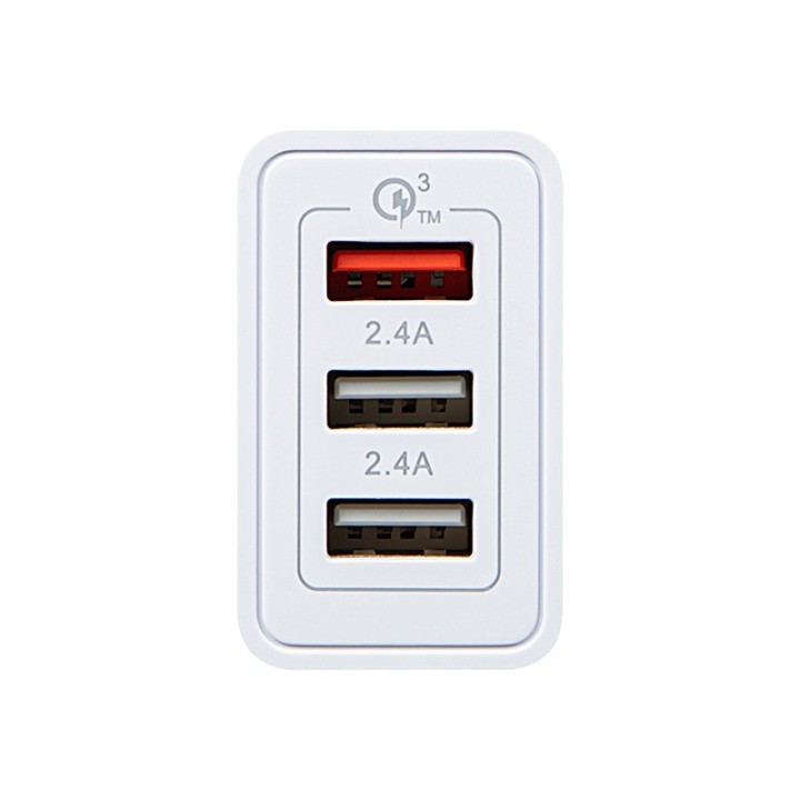 Ładowarka sieciowa gniazdoUSBx2 + USB QC 30W