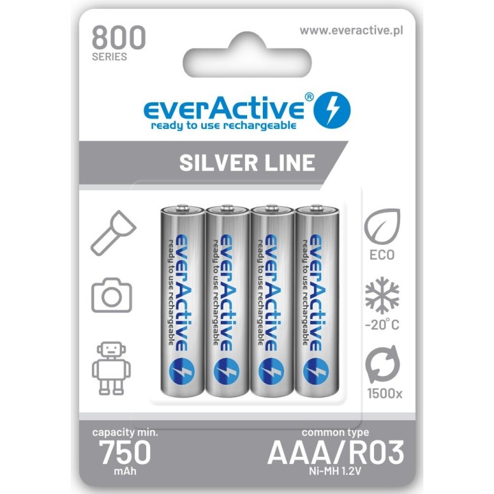 Akumulatorki everActive Ni-MH R03 AAA 800 mAh Silver Line