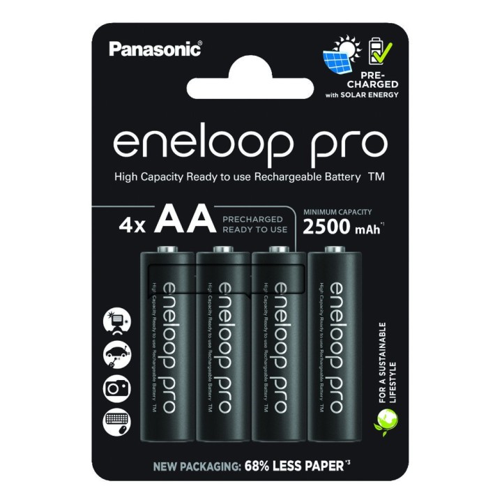 4 x akumulatorki Panasonic Eneloop PRO R6 AA 2500mAh BK-3HCDE/4BE (blister)