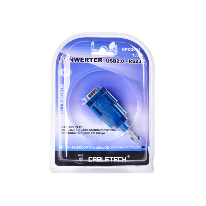 Kabel konwerter USB 2.0 - RS232 (DB9M)