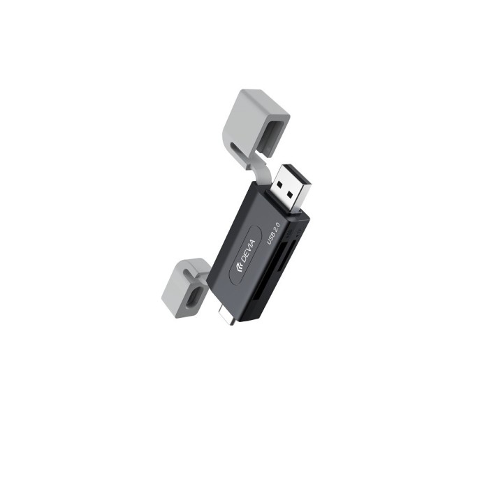 Devia czytnik kart 2w1 EL239 USB/USB-C 2.0 czarny Devia