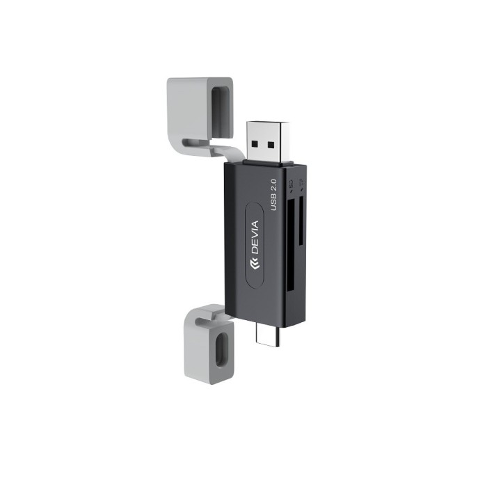Devia czytnik kart 2w1 EL239 USB/USB-C 2.0 czarny Devia