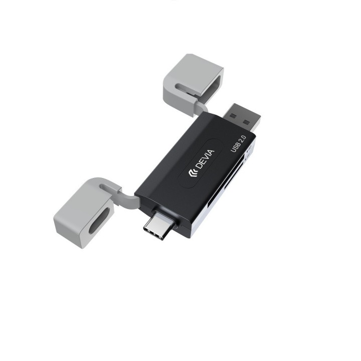Devia czytnik kart 2w1 EL239 USB/USB-C 2.0 czarny Devia