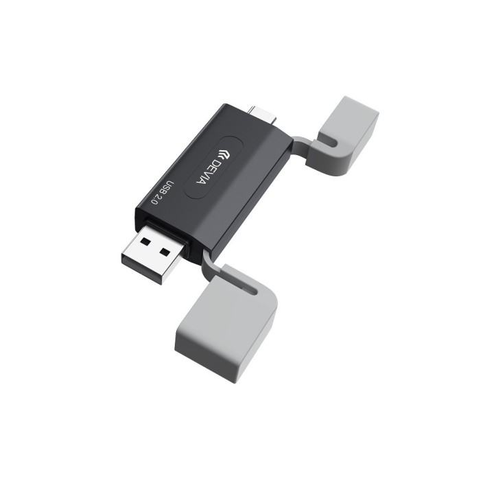 Devia czytnik kart 2w1 EL239 USB/USB-C 2.0 czarny Devia