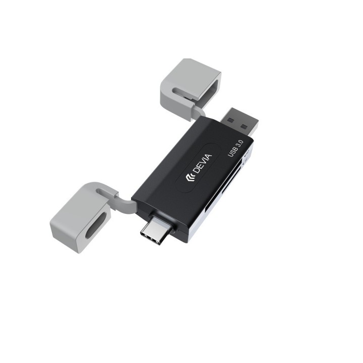 Devia czytnik kart 2w1 EL240 USB/USB-C 3.0 czarny