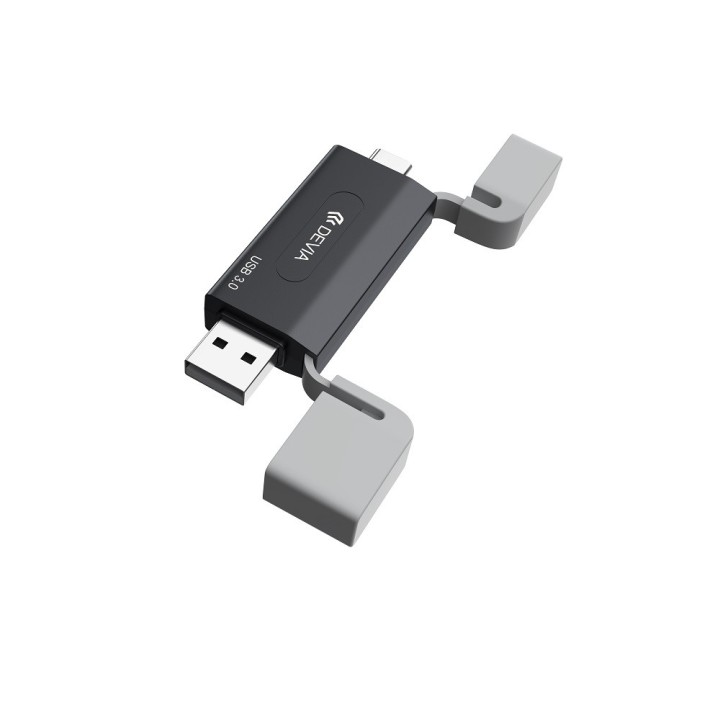 Devia czytnik kart 2w1 EL240 USB/USB-C 3.0 czarny