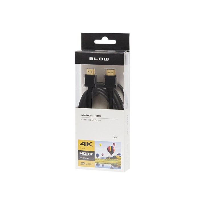 Przył.HDMI-HDMI BLACK 2.0 4K 3m