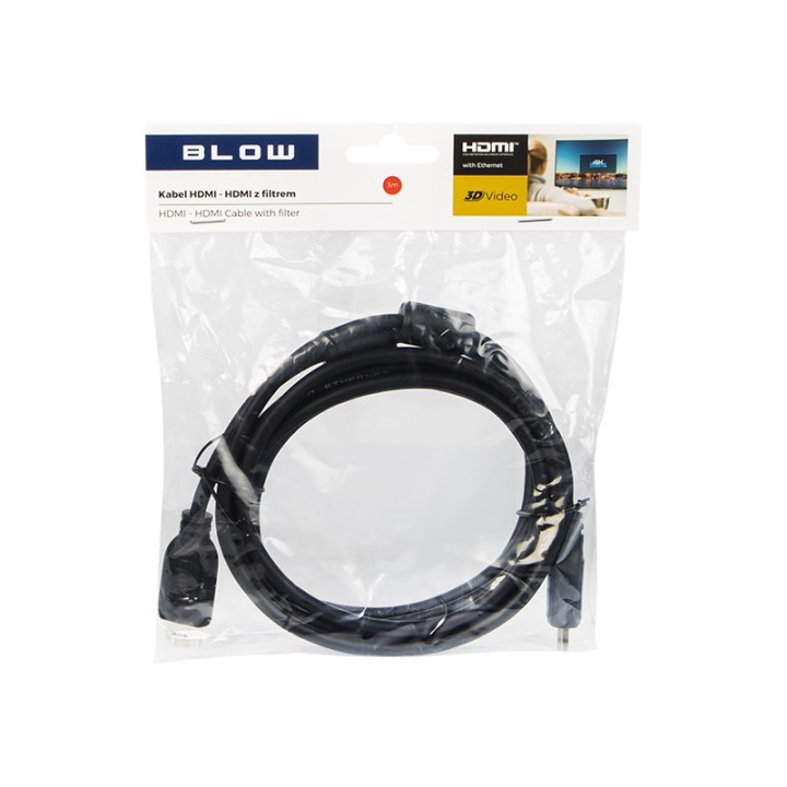 Przył.HDMI-HDMI 3m zawieszka + filtry