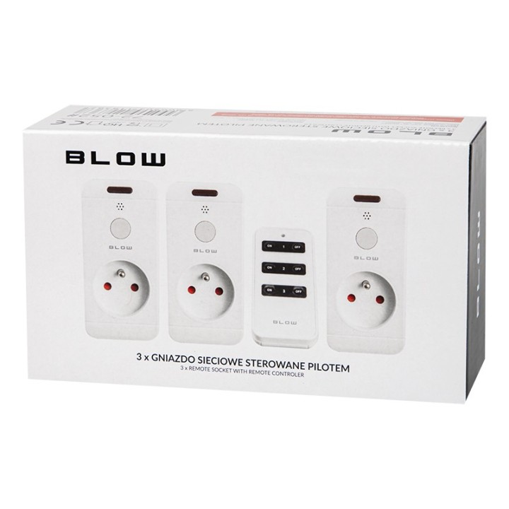 Gniazdo sieciowe x3 sterowane pilotem10A