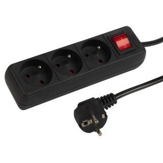 Przedłużacz sieciowy PR-370WSP 3-Gniazda z uziemieniem+wyłącznik 3m czarny 3x1,5mm
