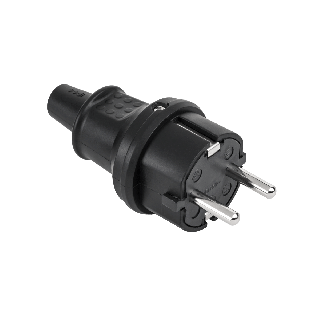 Wtyczka typu niemieckiego 16A/250V- IP44 (gumowa czarna) 2237