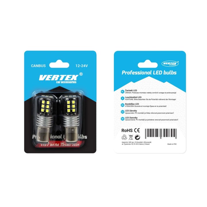 LED VERTEX CANBUS 15SMD 2835 7,5W 1157 (P21/5W) White 12V/24V