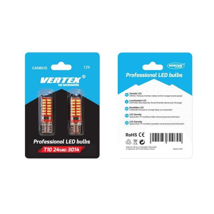 LED VERTEX CANBUS 24SMD 3014 T10e (W5W) SILCA White 12V