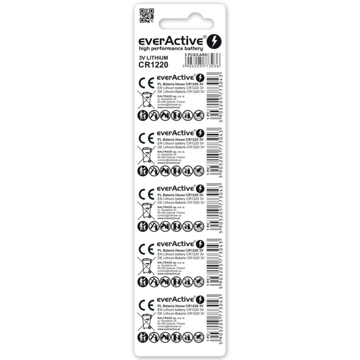 Bateria litowa mini everActive CR1220