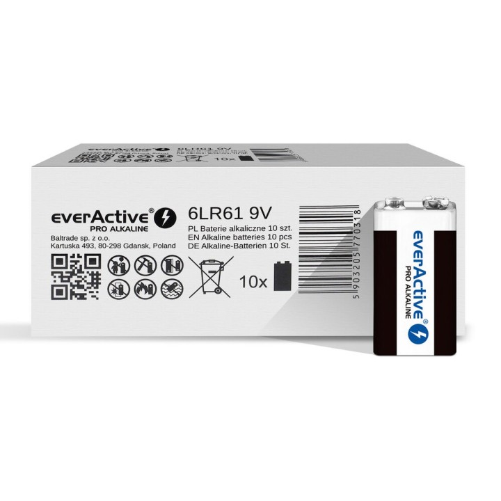 Bateria alkaliczna 6LR61 9V (R9*) everActive Pro