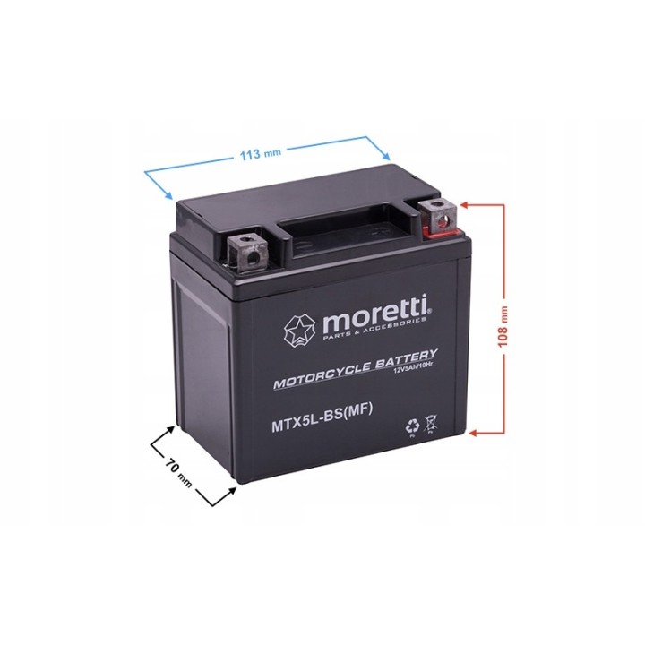 Akumulator motocyklowy 12V 5Ah MTX5L-BS MORETTI
