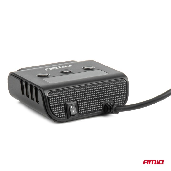 Rozgałęźnik gniazda zapalniczki z ładowarką 4xUSB-A QC3.0 PD 3.0 180 W AMIO-04835