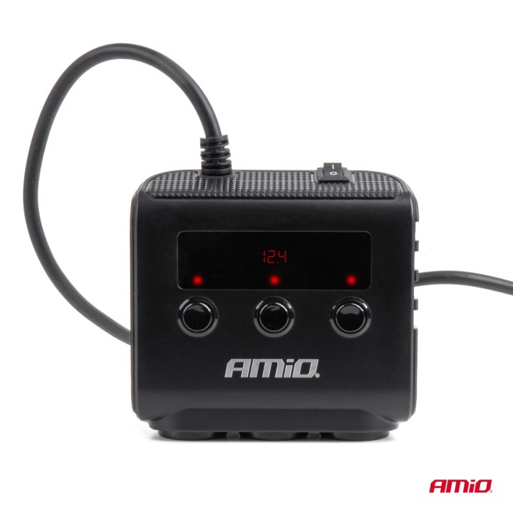 Rozgałęźnik gniazda zapalniczki z ładowarką 4xUSB-A QC3.0 PD 3.0 180 W AMIO-04835
