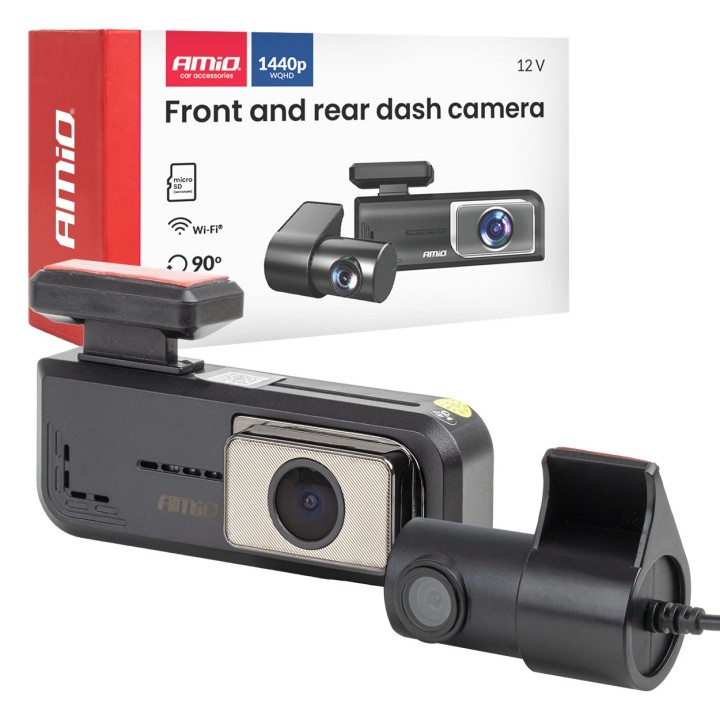 Wideorejestrator samochodowy 2K + 1K WLAN 512 GB WIFI Full HD AMIO-04800