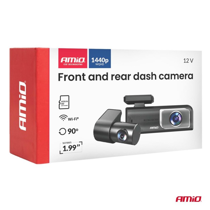 Wideorejestrator samochodowy 2K + 1K WLAN 512 GB WIFI Full HD AMIO-04800