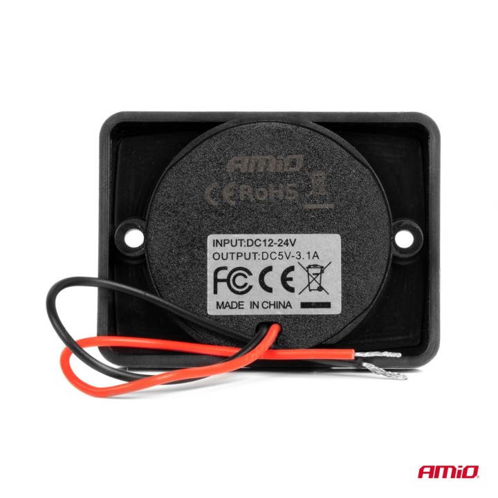 Ładowarka samochodowa z gniazdami USB wodoodporna kwadratowa 2x USB 12V 24V